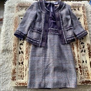 Rebecca Taylor Silk Top Tweed Skirt Set